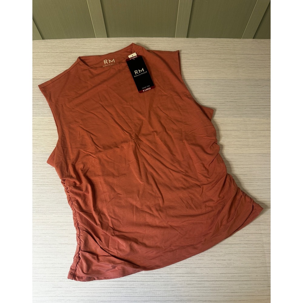 Rebecca Minkoff Pink Ruched Mock Neck Tank Top XL 7RMD7197A New With Tags